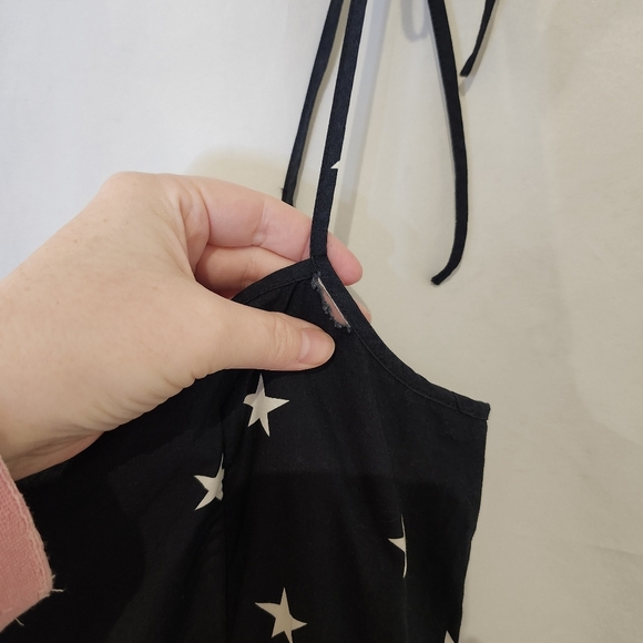 Gap Women's Tie Strap Dress Size 10 Dark Navy Star Print Americana‎ Summer FLAW - Picture 6 of 8